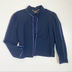 Vintage Louis Feraud Navy Wool Blazer Satin Piping 14